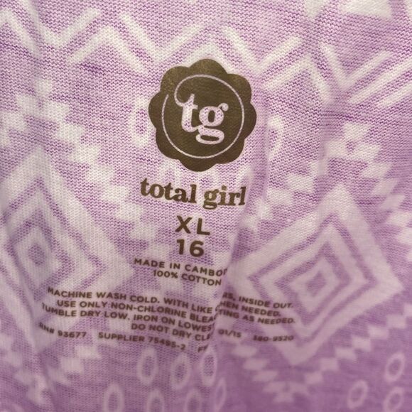 Total Girl Tank Dress Sleeveless Asymmetrical Geometric Print XL 16 - Picture 3 of 6